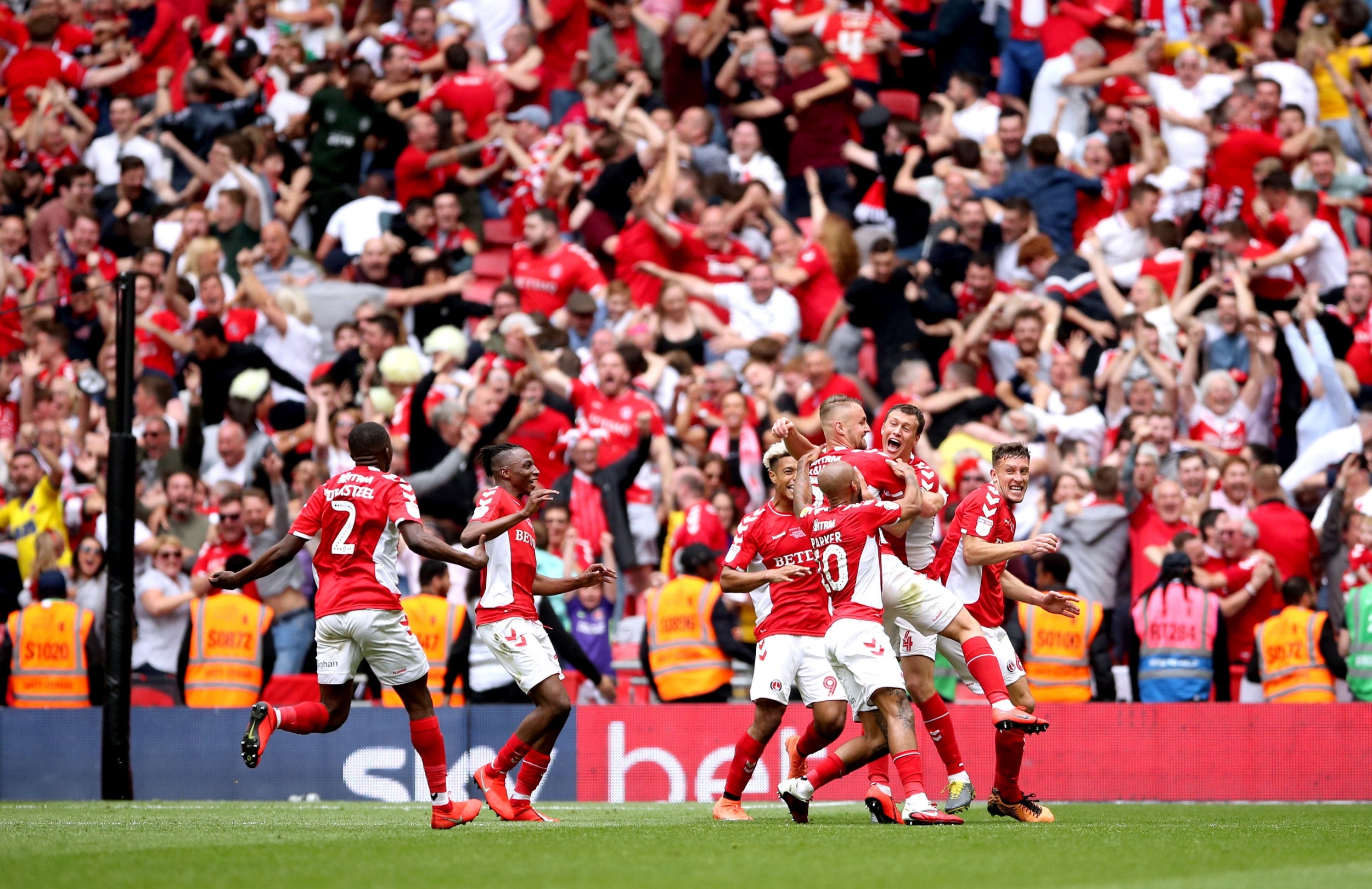 The moment Charlton clinched promotion back to the Championship