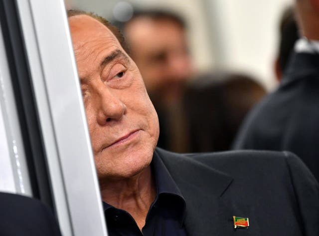 Ex-Italian prime minister and leader of Forza Italia at a polling station on Sunday