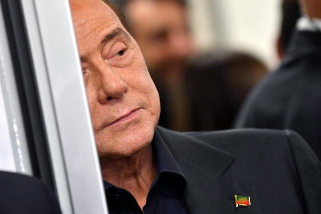 Ex-Italian prime minister and leader of Forza Italia at a polling station on Sunday