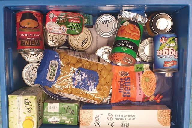 Pictured: a box with basic supplies, which forms part of the pack given to people experiencing an emergency