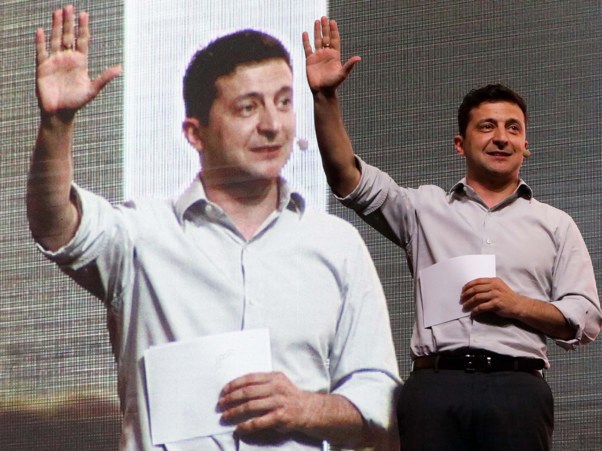 Ukraine's President Volodymyr Zelensky addresses an IT conference at iForum 2019, a forum of Internet professionals