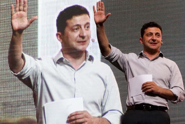 Ukraine's President Volodymyr Zelensky addresses an IT conference at iForum 2019, a forum of Internet professionals