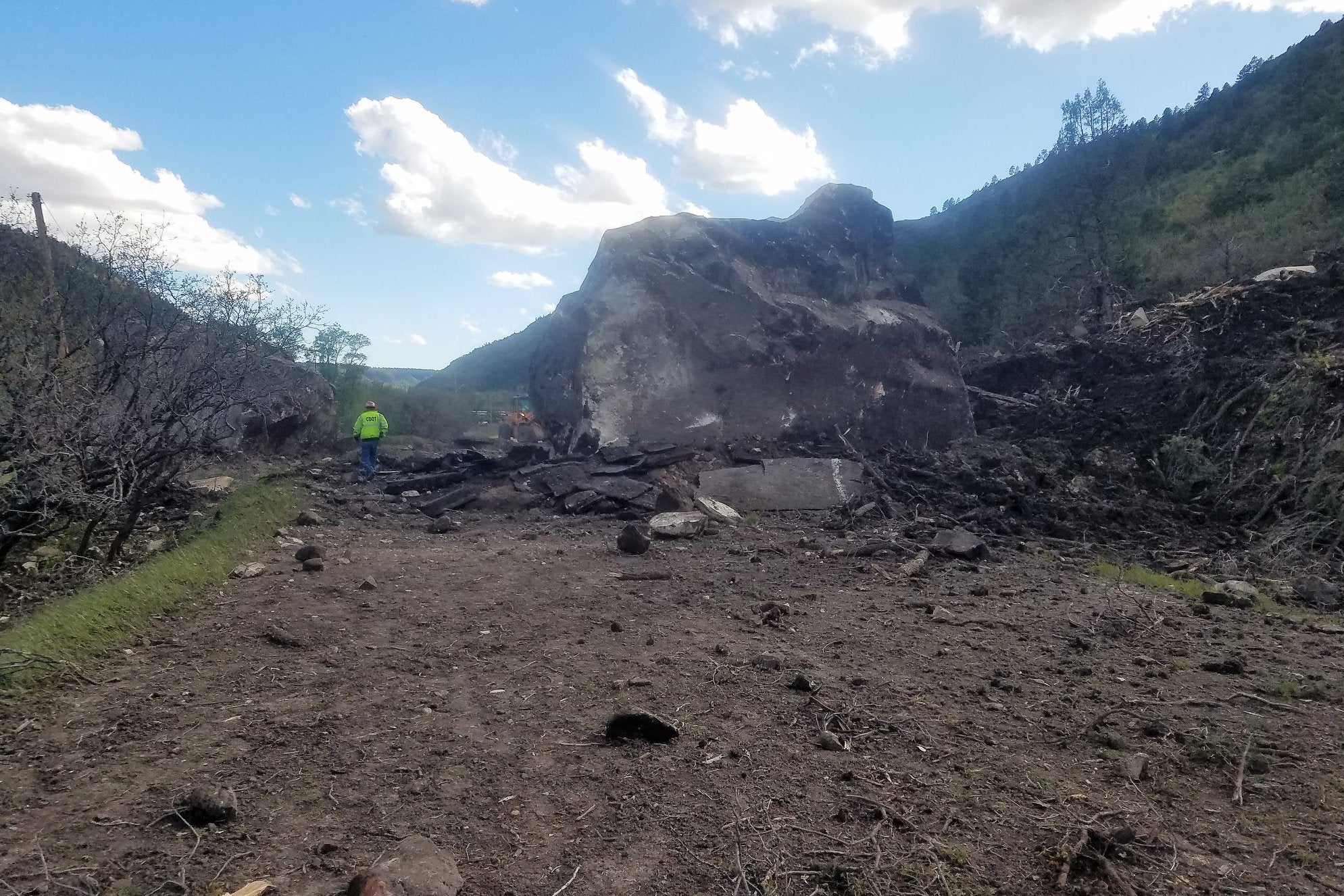 An image of the highway destroying boulder