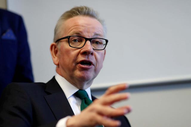 Michael Gove speaks at a meeting in Abderdeen in May 2019