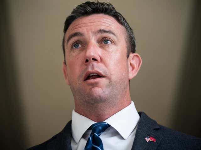 Republican congressman from California Duncan Hunter speaks to the media about helmet cam footage of Navy SEAL chief Eddie Gallagher