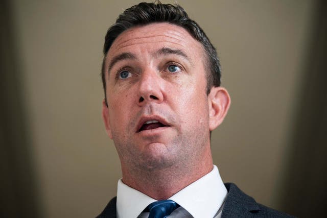 Republican congressman from California Duncan Hunter speaks to the media about helmet cam footage of Navy SEAL chief Eddie Gallagher