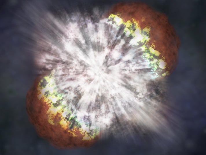 Professor Adrian Merlott believes a supernova (artist's impression) may have exploded just 163 light years away from Earth