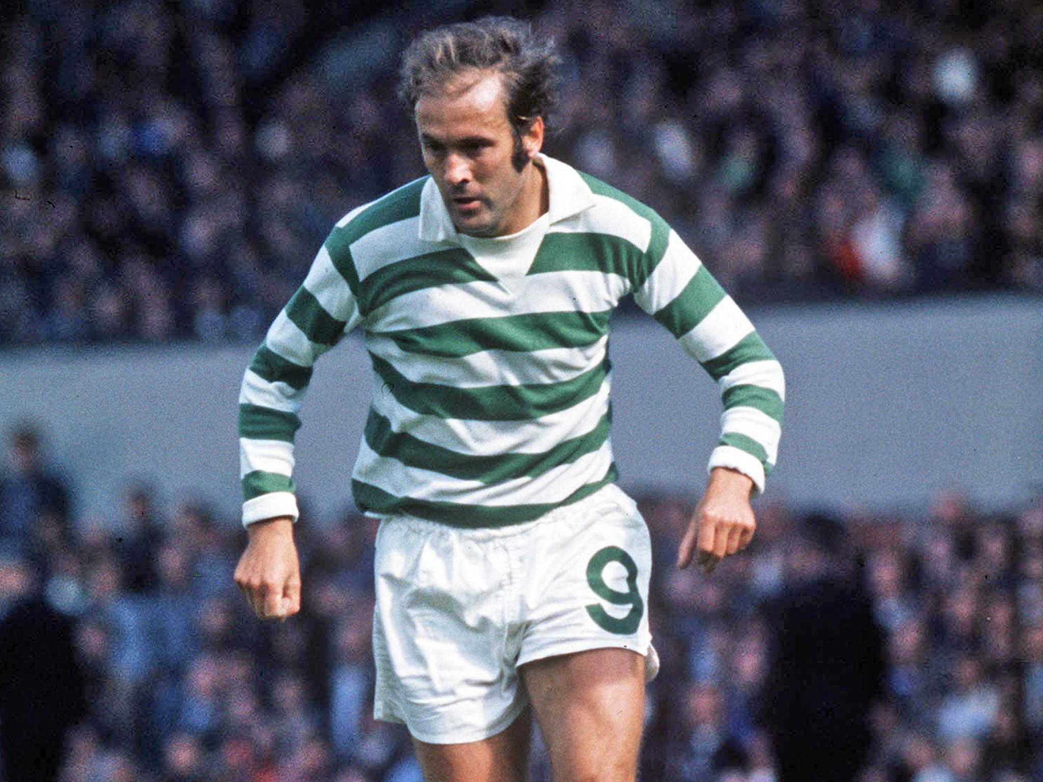 Hood, seen in action for Celtic in 1974, scored 123 goals for the Glasgow club