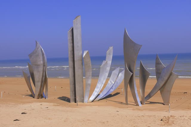 The Les Braves memorial on Omaha beach commemorates those who lost their lives on D-Day