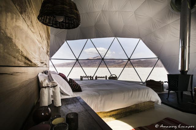 Gaze at the Bolivian salt flats from the new Kachi Lodge domes