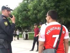 Arsenal fans wearing Mkhitaryan shirts stopped by police in Baku