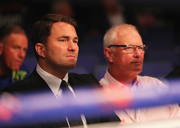 Eddie Hearn and Barry Hearn together at ringside