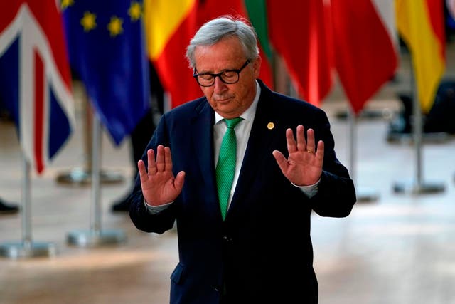 Jean-Claude Juncker arrives for an EU summit in Brussels yesterday