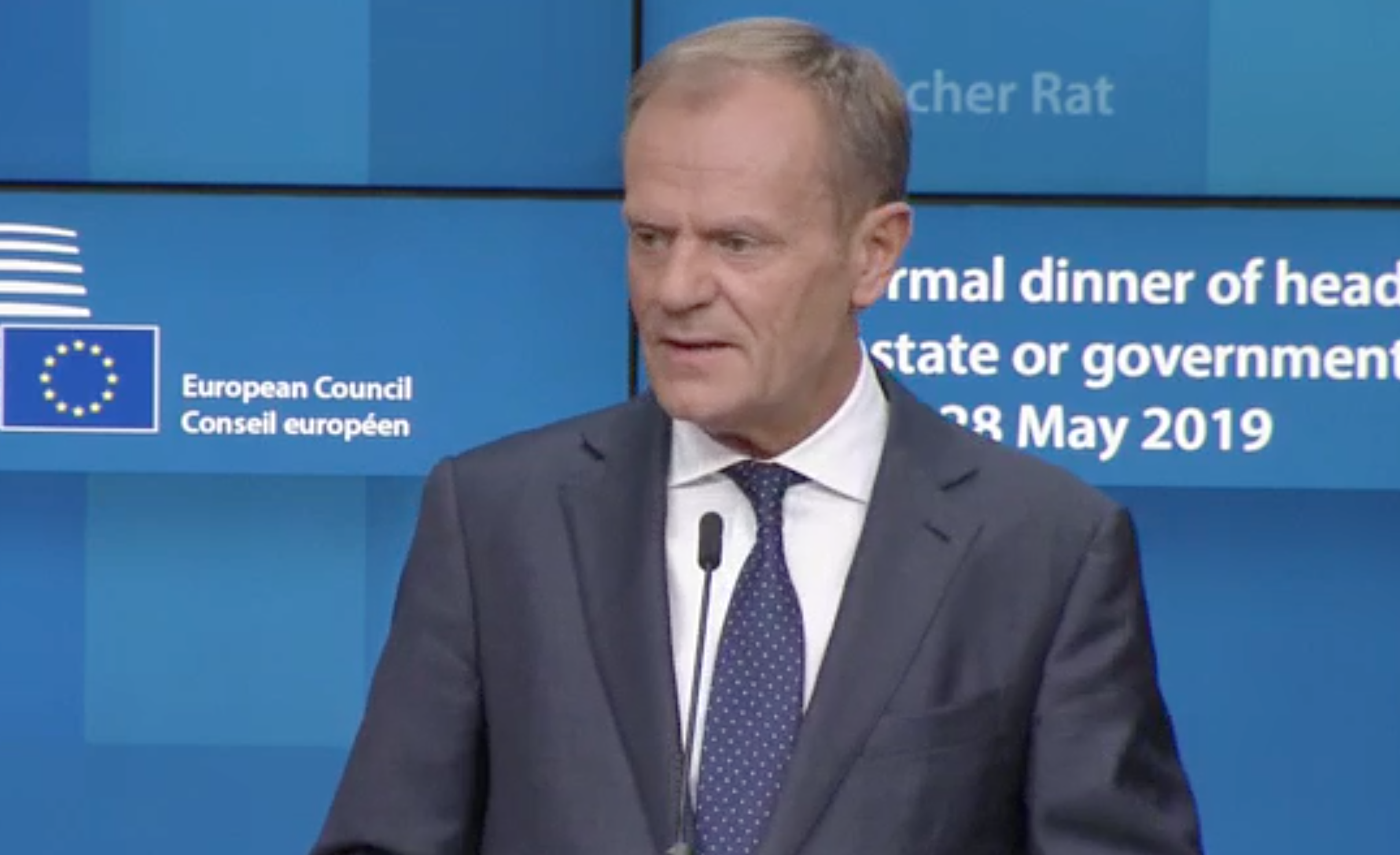 Donald Tusk speaking at the EU summit