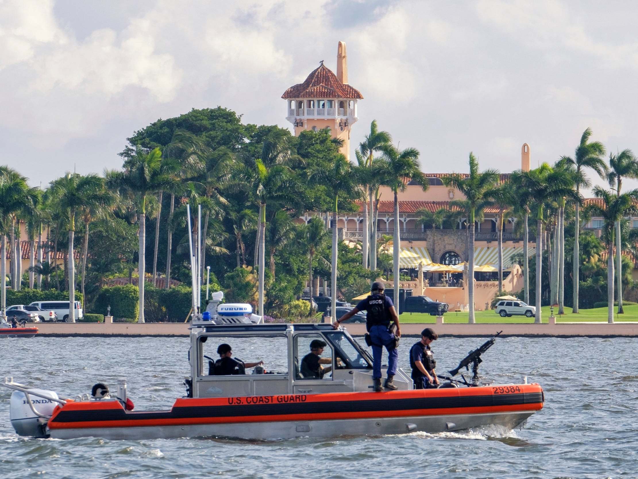 US Coast Guard patrol boat passes Donald Trump's Mar-a-Lago estate in Palm Beach