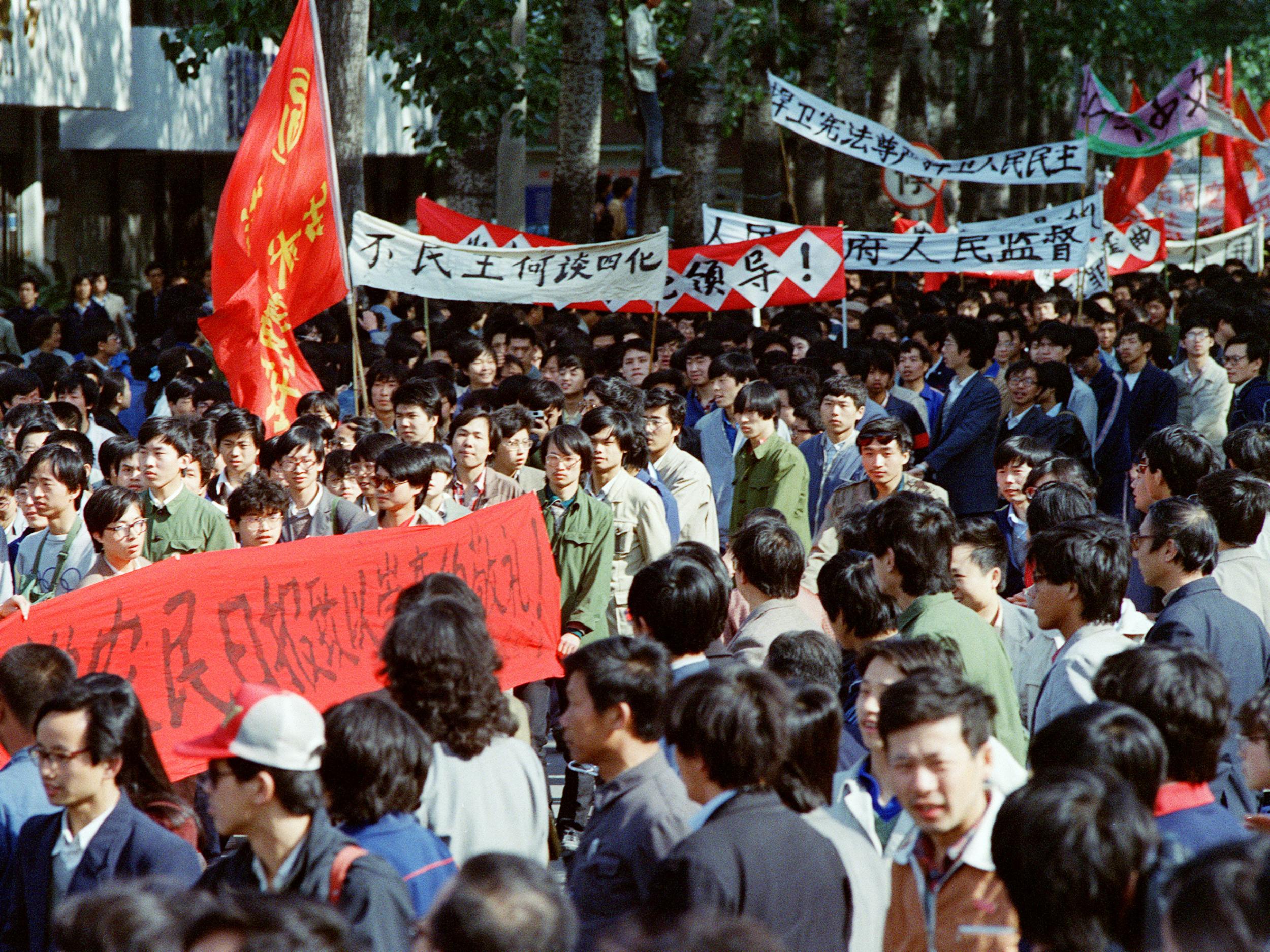 Chinese troops stormed Tiananmen Square in Beijing, killing thousands of people in 1989