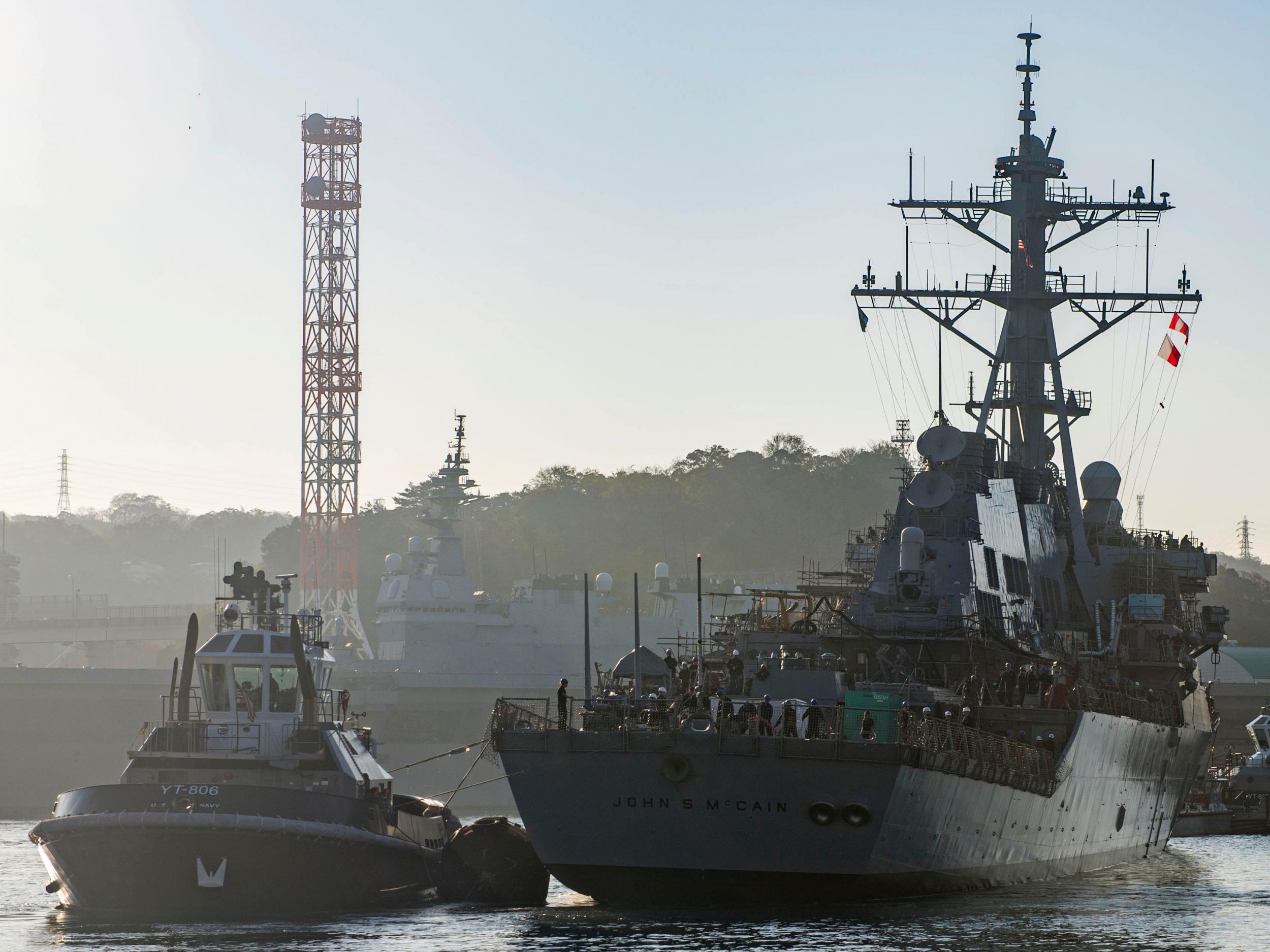 The guided missile destroyer USS John S McCain pictured in Yokosuka, Japan, in November 2018