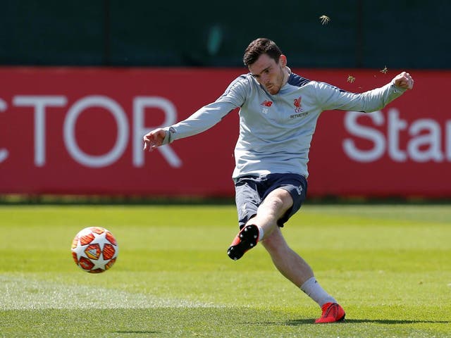 Robertson trains ahead of the Champions League final