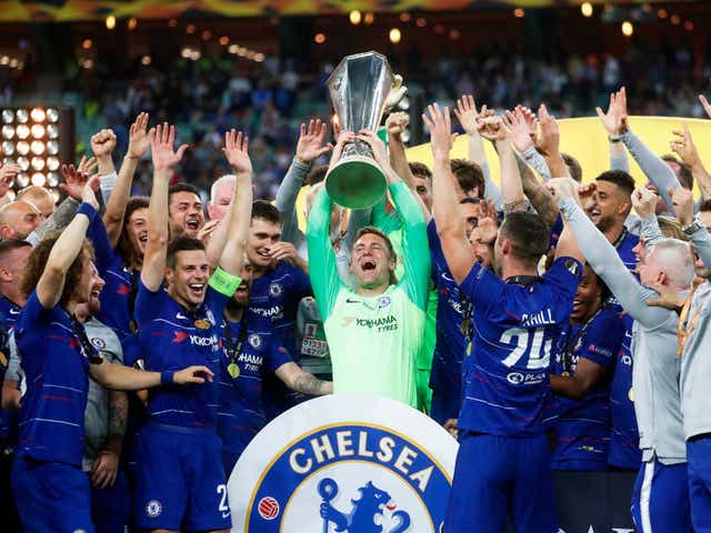 Rob Green celebrates with the Europa League trophy