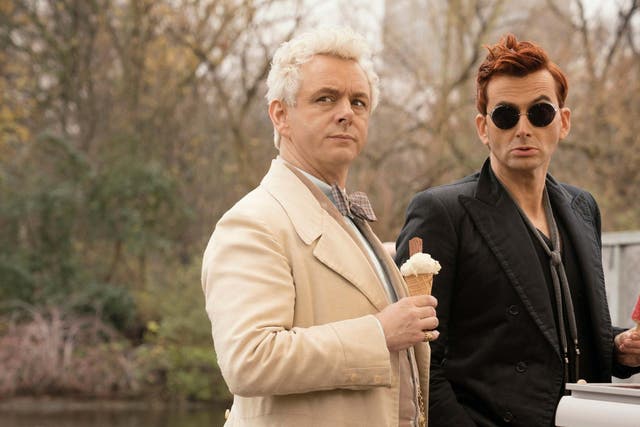 Michael Sheen and David Tennant in the series, on screens tomorrow