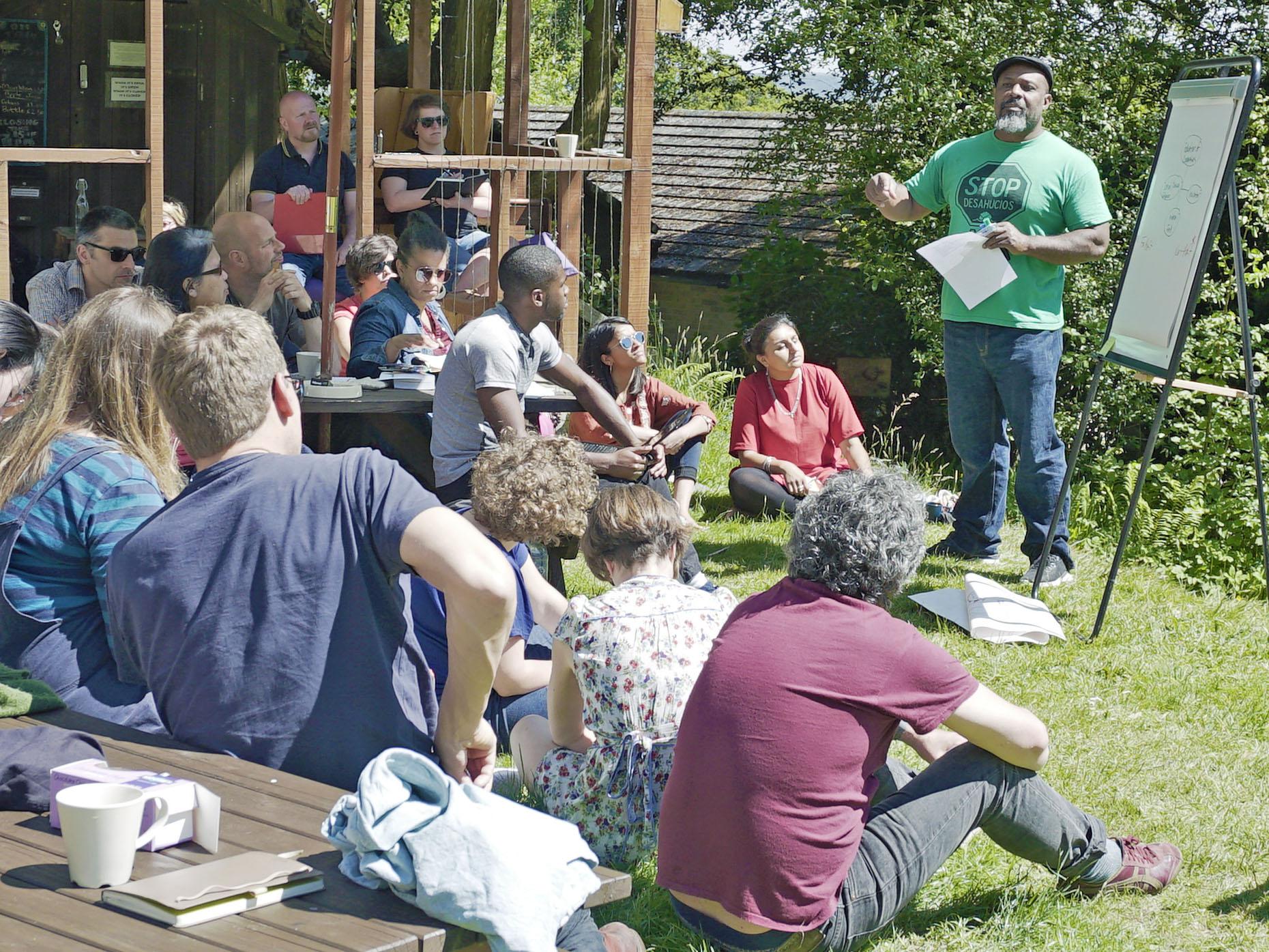 Akuno leads a residential in Dorset for people to learn how to replicate the work of Cooperation Jackson in the UK