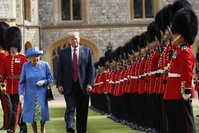 Donald Trump meets the Queen during a 2018 visit to the UK