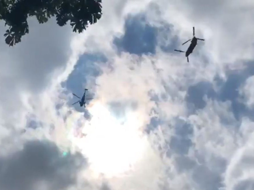 US military helicopters seen over London on Friday