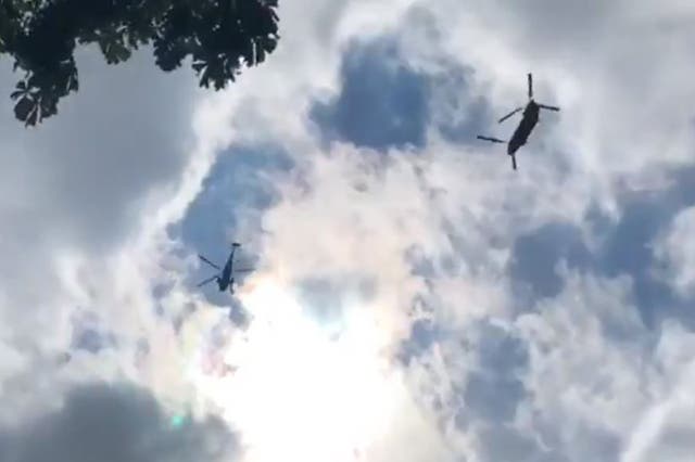 US military helicopters seen over London on Friday
