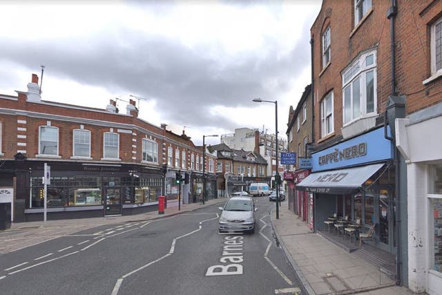 General view of Barnes High Street in southwest London.