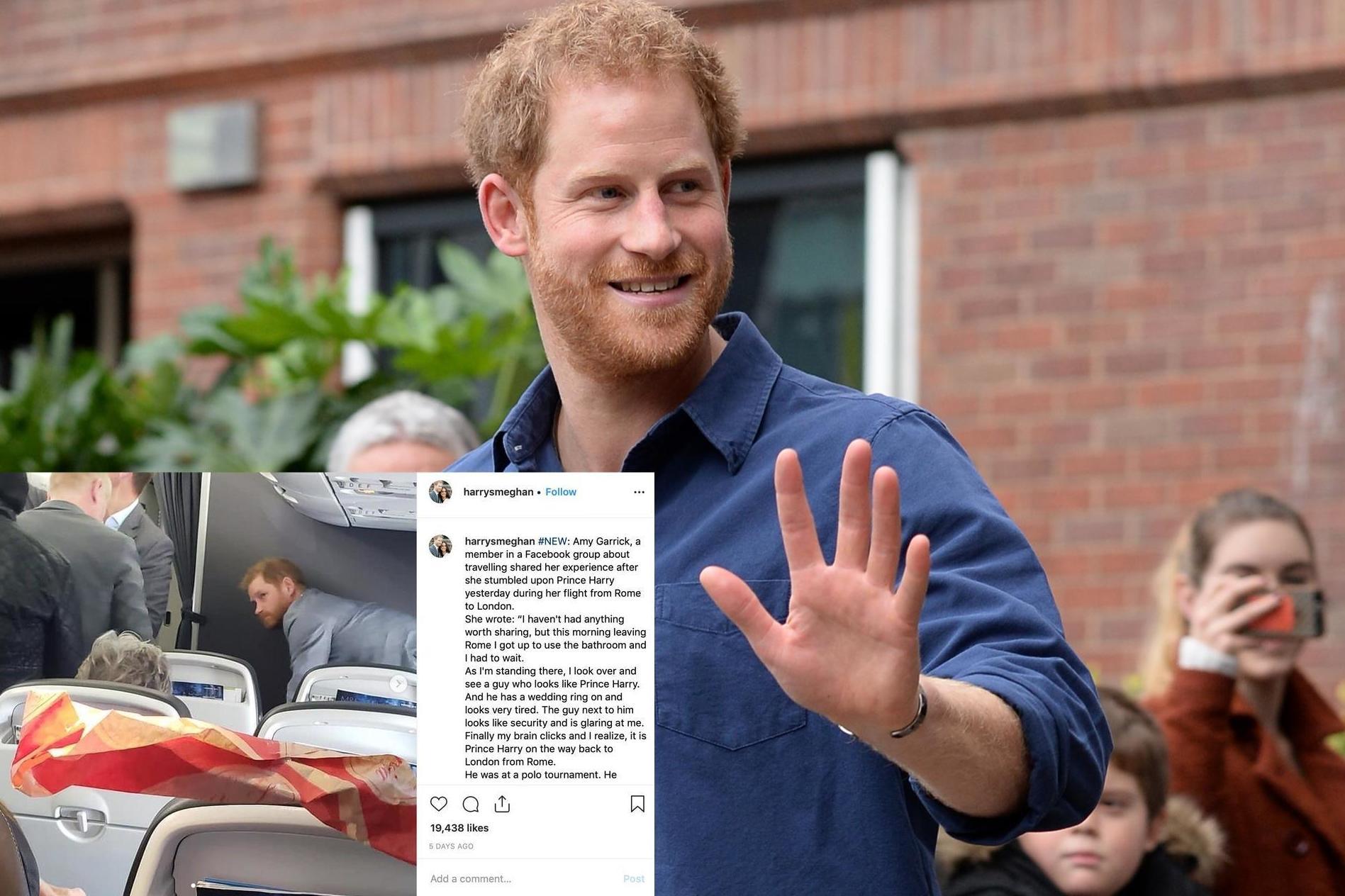 Prince Harry spotted on commercial flight (Getty/Instagram)