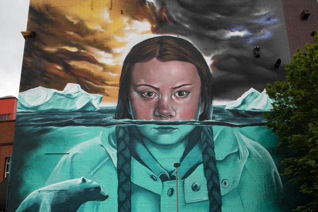 Artist Jody Thomas has created a huge mural in Bristol of Swedish activist Greta Thunberg