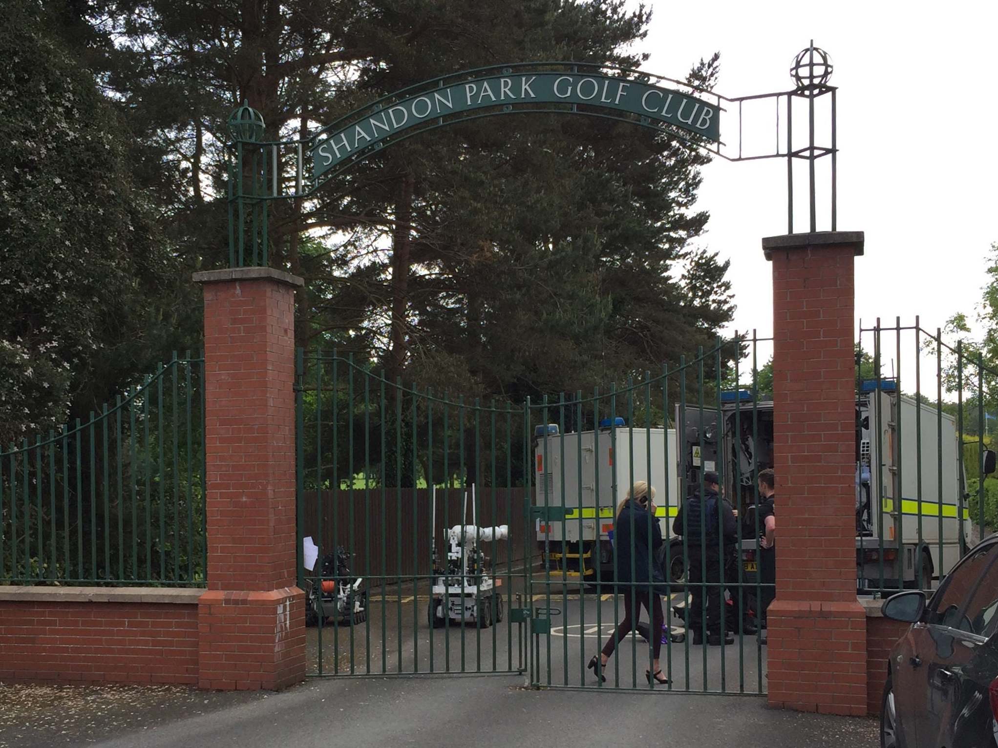 Police and army bomb disposal experts at Shandon Park Golf Club in east Belfast