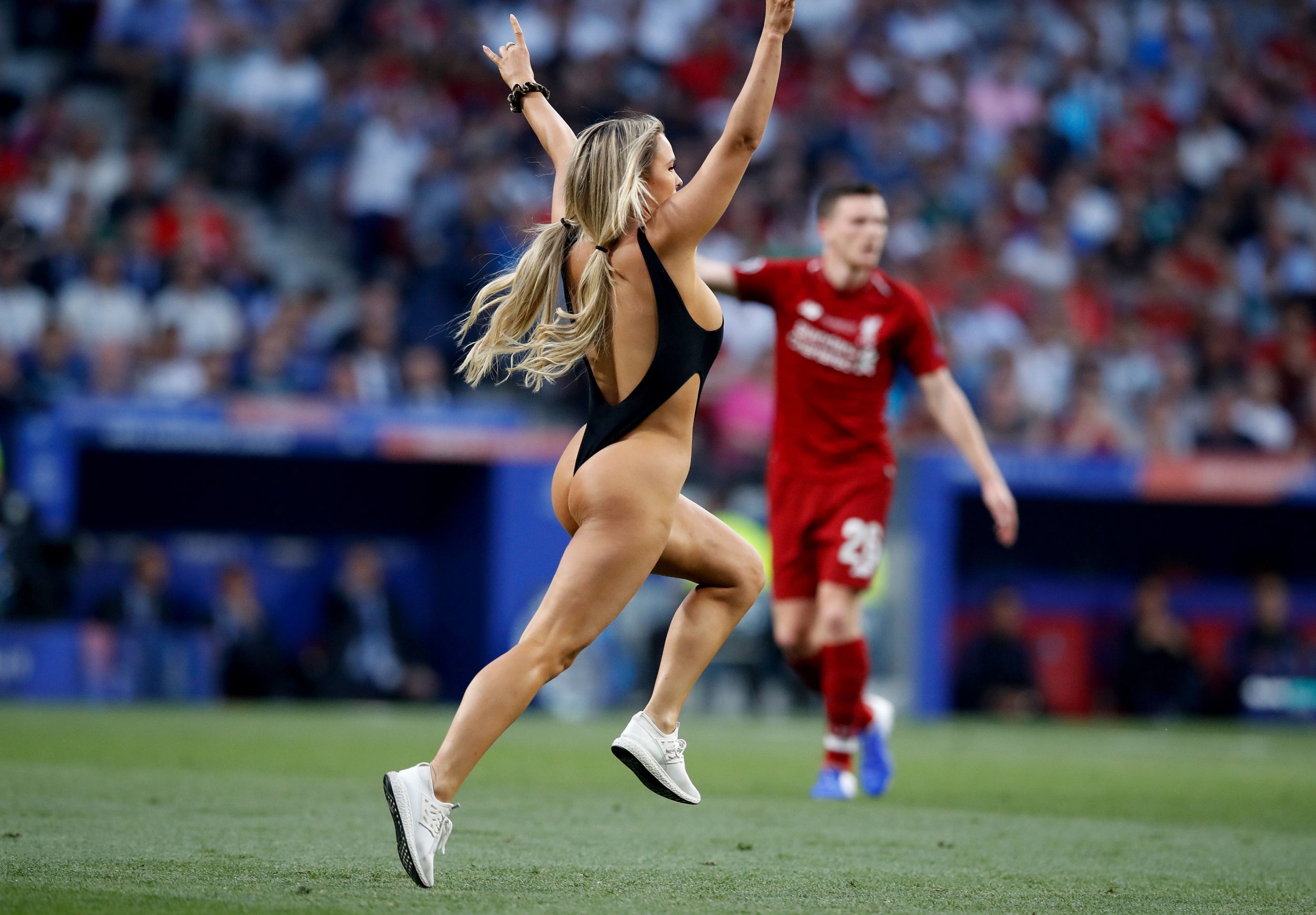 The streaker is believed to be Kinsey Wolanski, a model who has over 300,00...