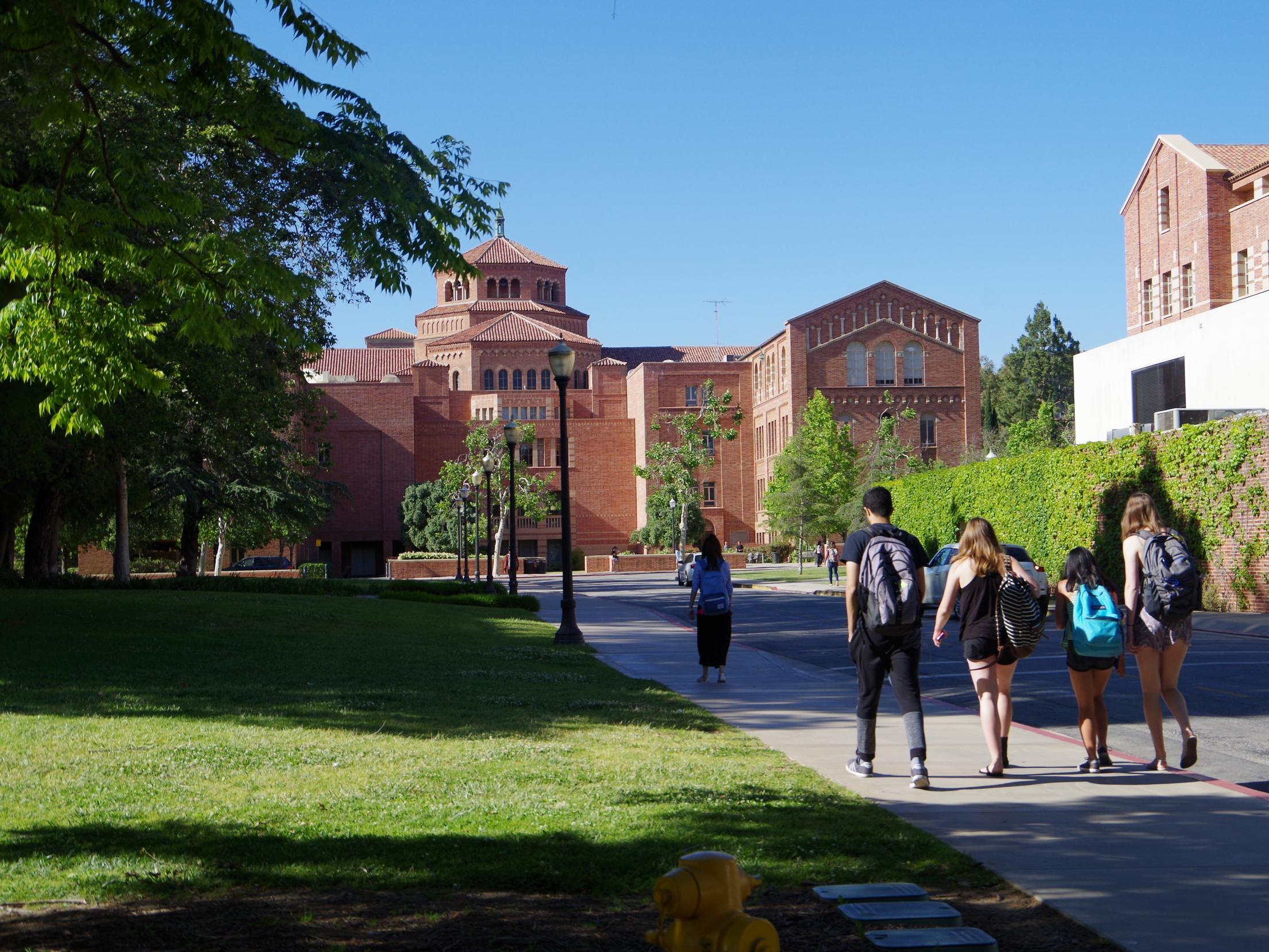 Students walking along the University of California's campus
