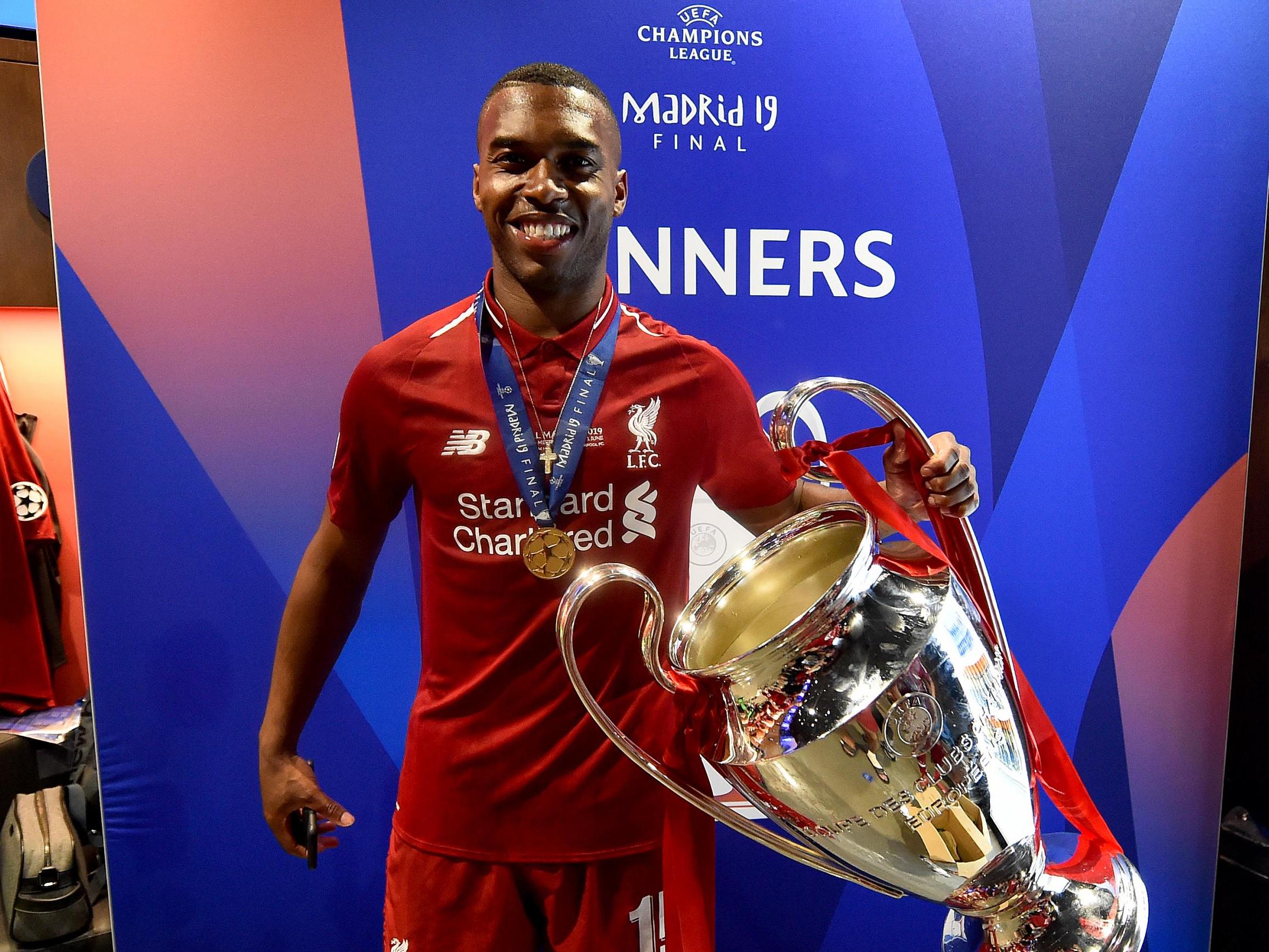 Liverpool striker Daniel Sturridge with the European Cup