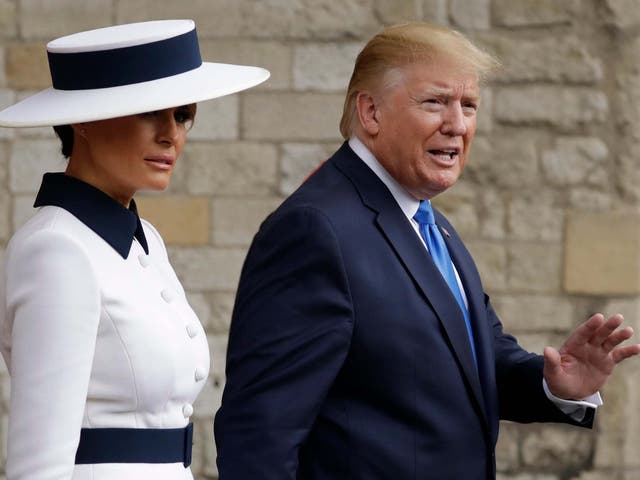 President Donald Trump and first lady Melania Trump leave Westminster Abbey in London during state visit on 3 June 2019