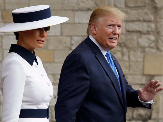 President Donald Trump and first lady Melania Trump leave Westminster Abbey in London during state visit on 3 June 2019