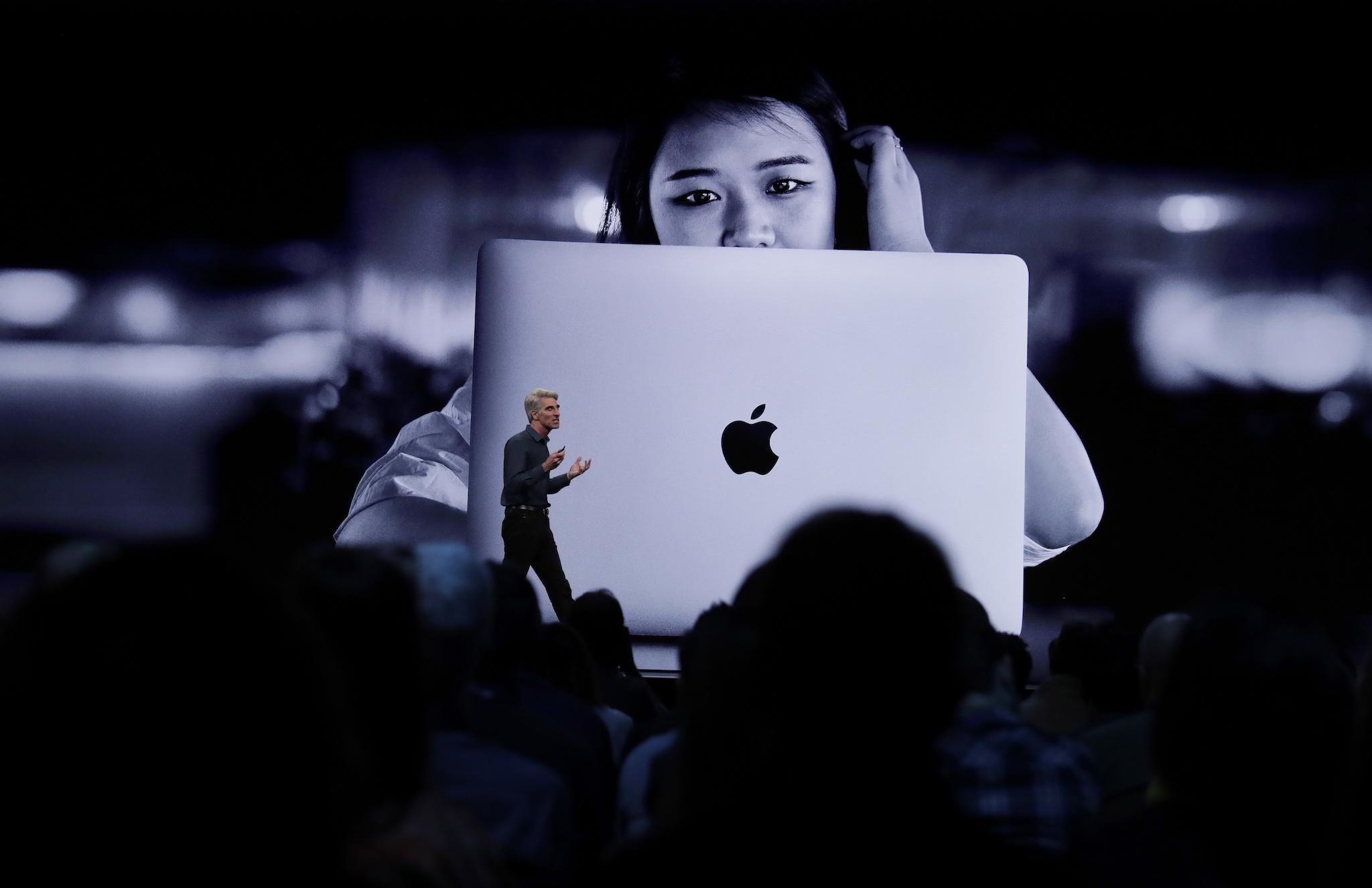 Craig Federighi , Senior Vice President of Software Engineering at Apple, speaks about programming during the keynote address at the Apple World Wide Developers Conference