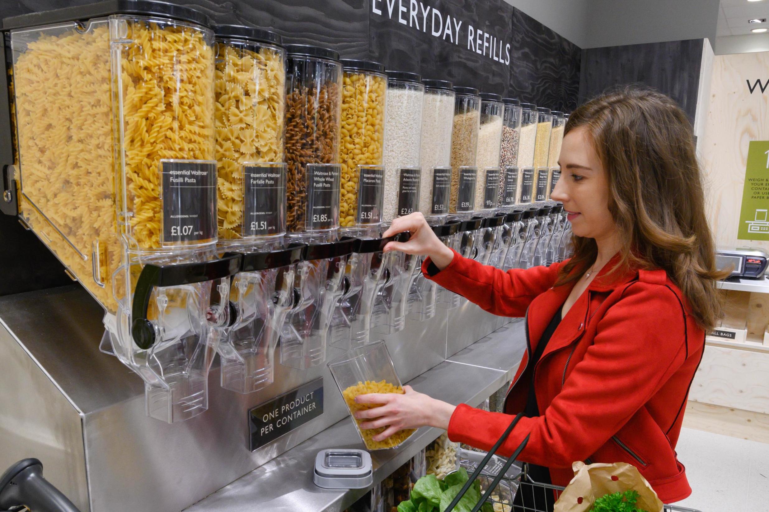 One Waitrose customer uses the self-serve pasta dispensers