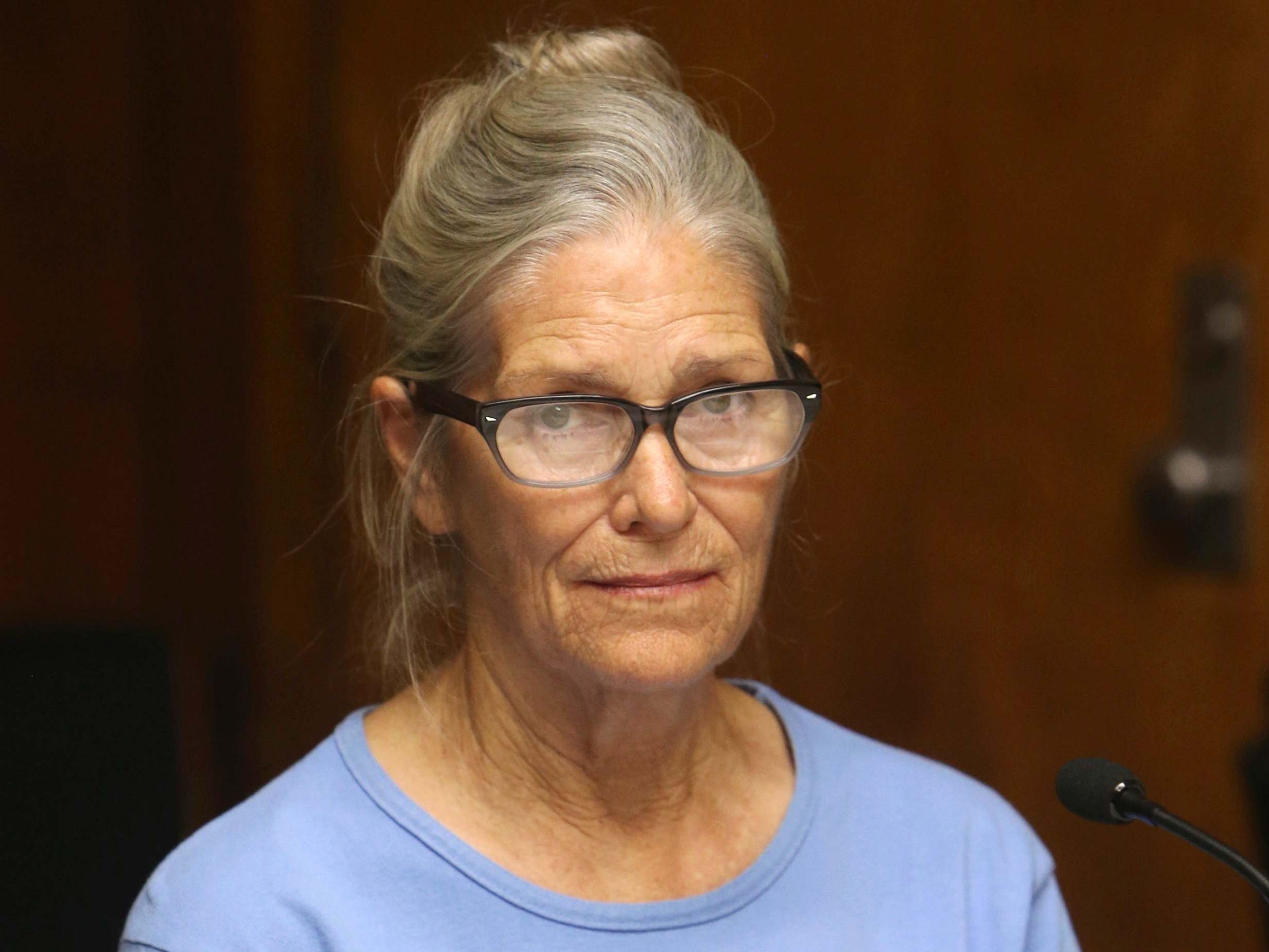 Leslie Van Houten at her parole hearing at the California Institution for Women in Corona