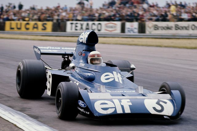 Stewart drives for team Tyrrell during the British Grand Prix at Silverstone on 14 July 1973
