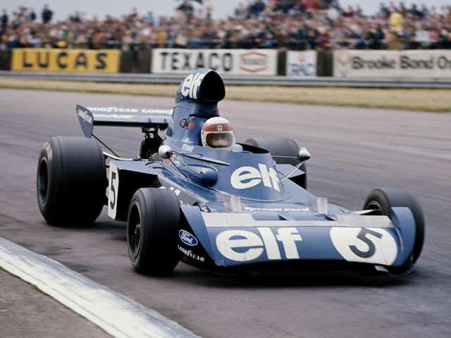Stewart drives for team Tyrrell during the British Grand Prix at Silverstone on 14 July 1973