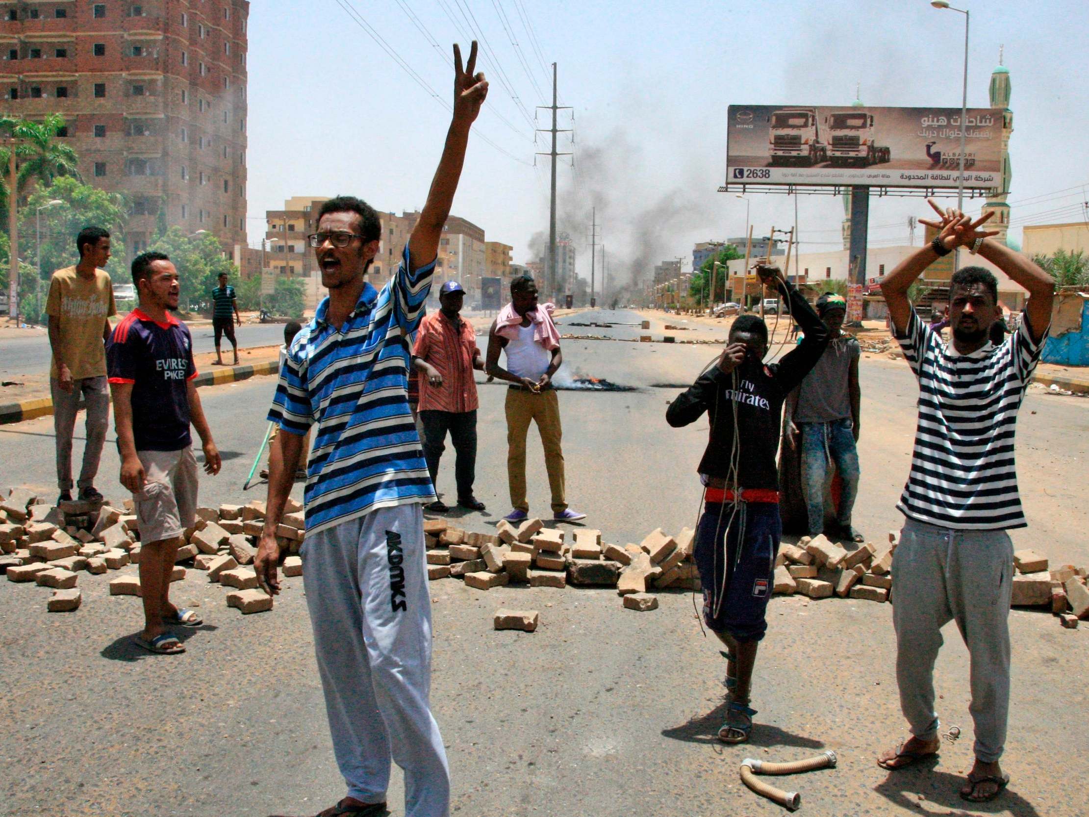 Protesters chant slogans outside Khartoum’s army headquarters