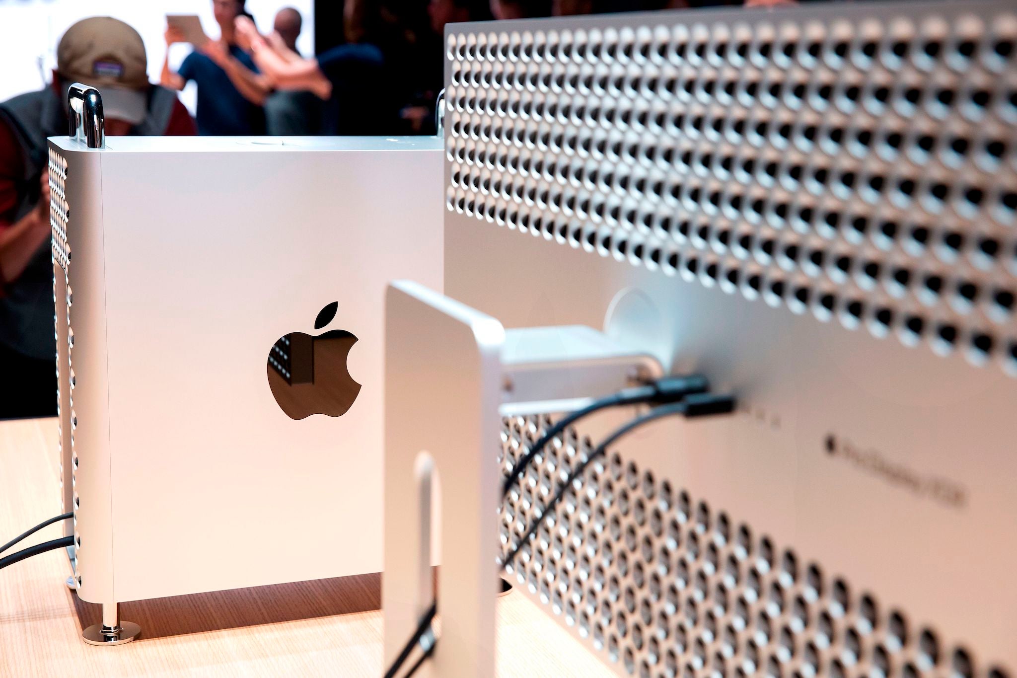 Apple's new Mac Pro sits on display in the showroom during Apple's Worldwide Developer Conference