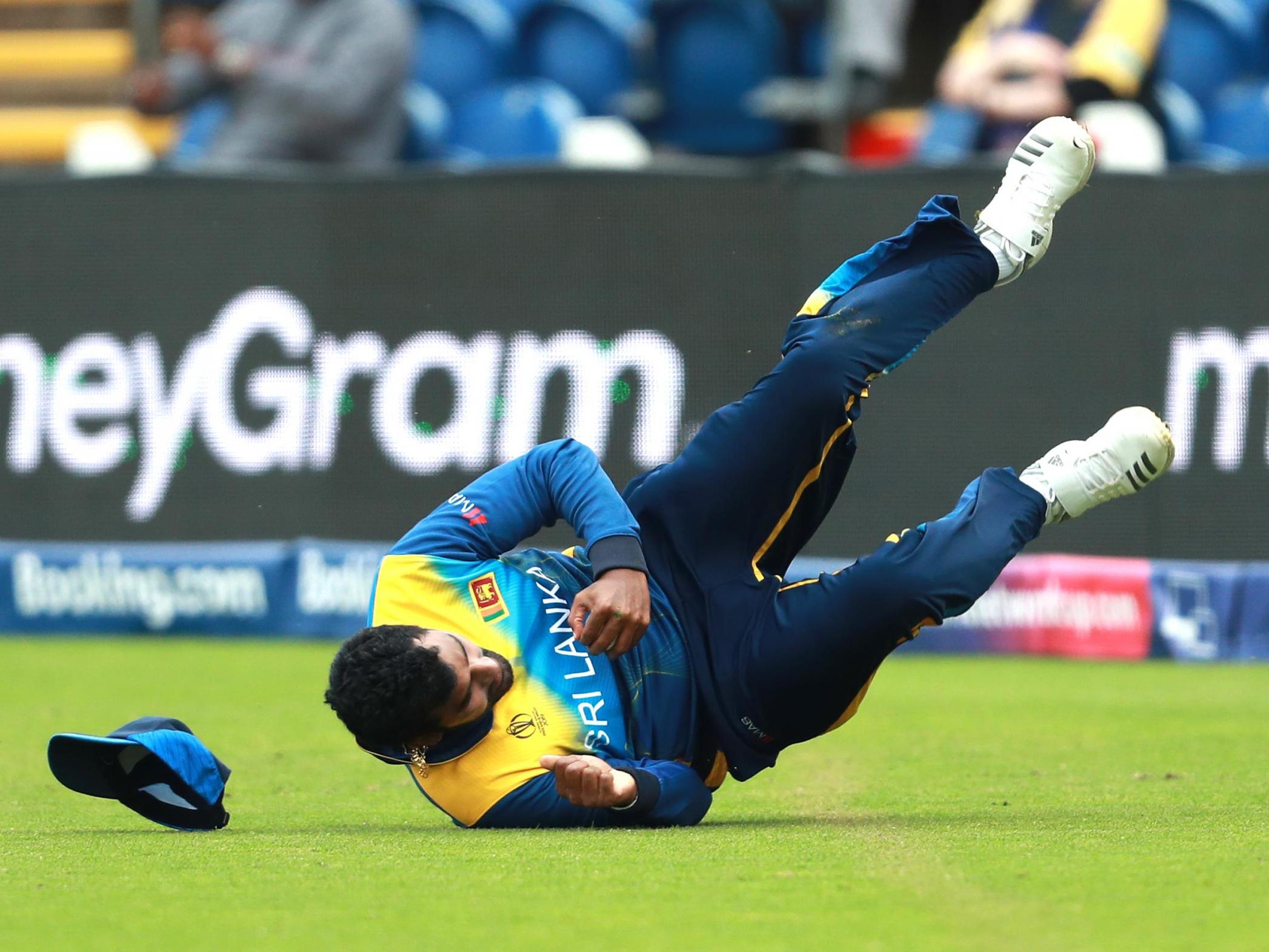 Thisara Perera of Sri Lanka catches Hazratullah Zazai