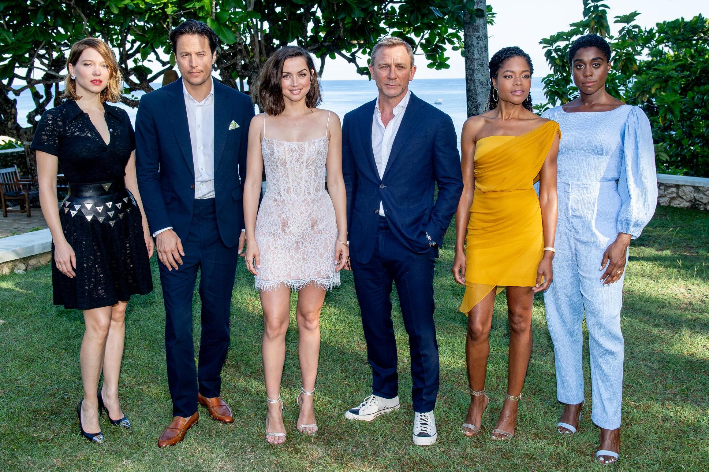 Léa Seydoux, Cary Joji Fukunaga, Ana de Armas, Daniel Craig, Naomie Harris and Lashana Lynch attend the Bond 25 film launch at Ian Fleming’s Home ‘GoldenEye’, on 25 April, 2019 in Montego Bay, Jamaica.