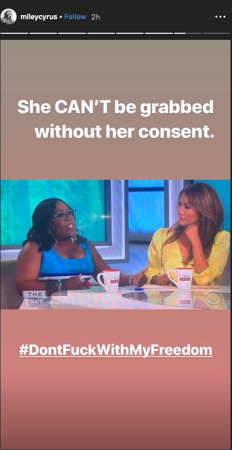 The singer said 'she can't be grabbed without her consent' (Instagram)