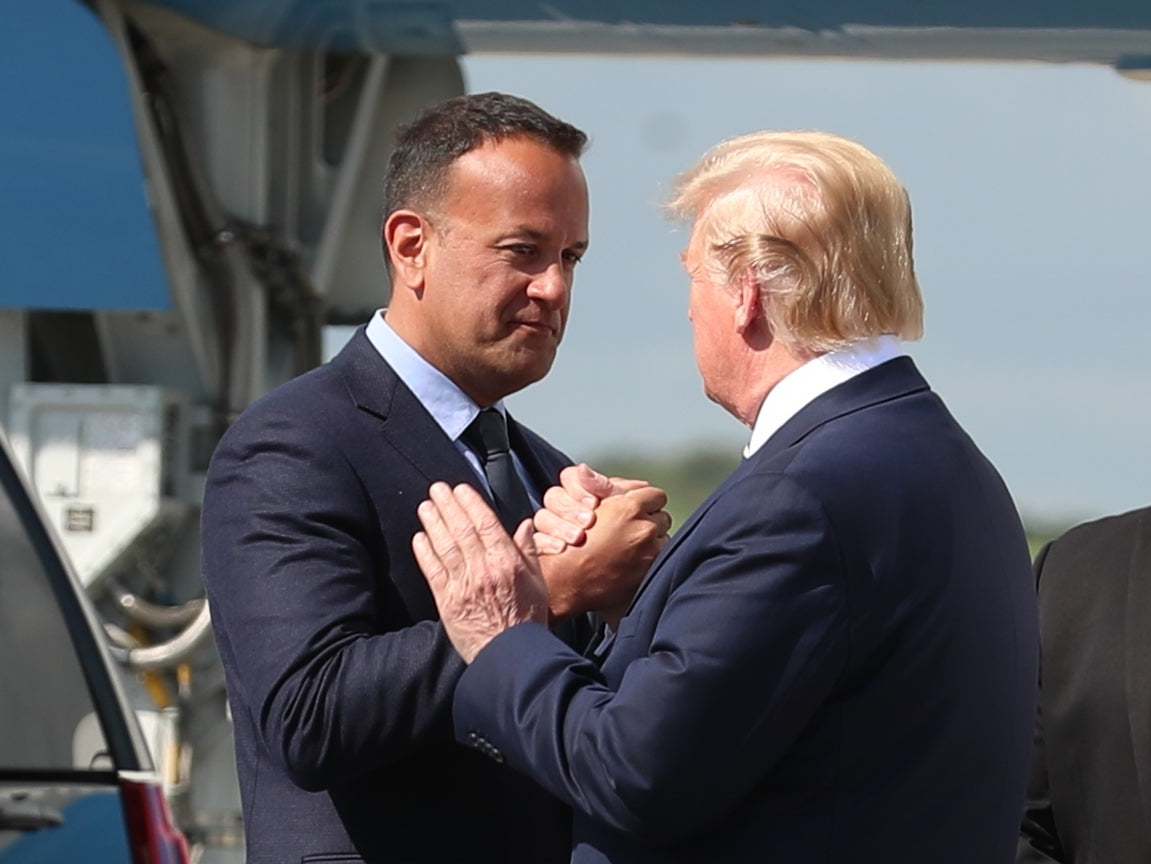 &#13;
The taoiseach greets the president at Shannon Airport &#13;