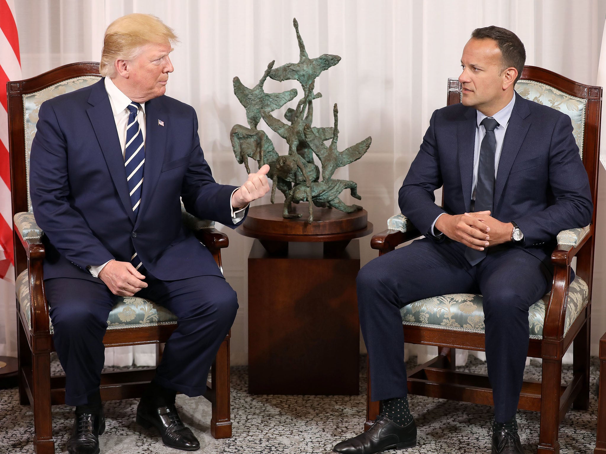 Donald Trump met with Taoiseach Leo Varadkar at Shannon Airport.