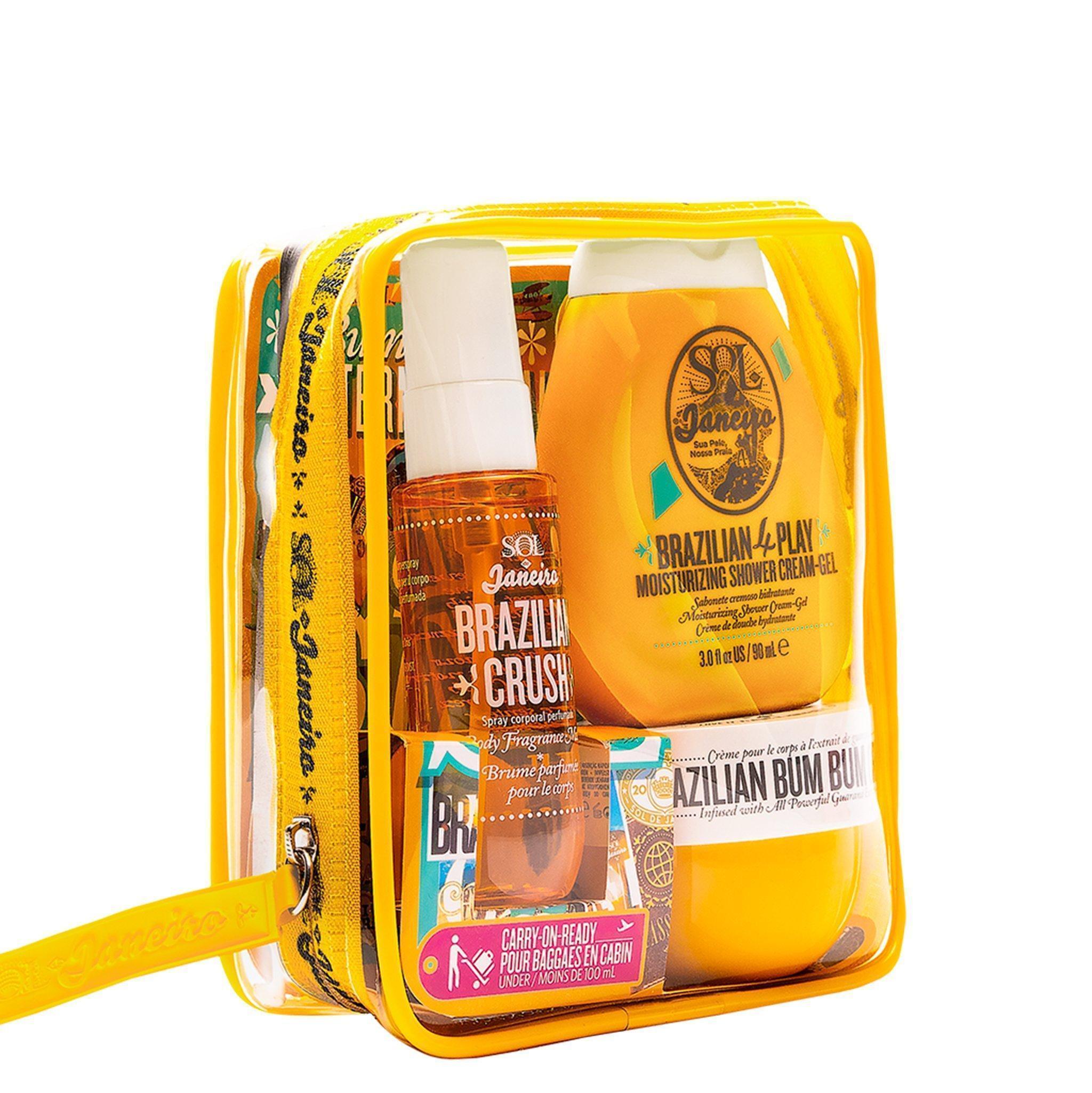 This trio of best-loved Brazilian Bum Bum essentials from Sol de Janeiro come in travel-friendly minis so you can look after your skin on the go. It includes the Brazilian 4 Play Shower Cream-Gel, Bum Bum Cream and Crush Body Fragrance.